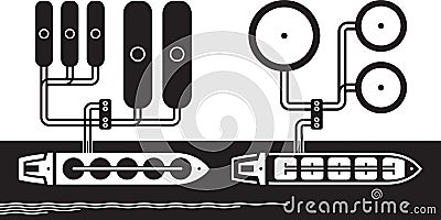 Tankers on petrol and gas terminal Vector Illustration