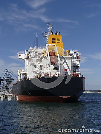 Tankership docked at the Oil Terminal. Stock Photo