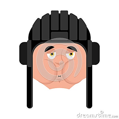 Tankman Sick Nausea emoji. Russian soldier Nauseating emotion av Vector Illustration