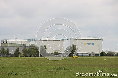 Tanks of the Aircraft Fuel Service AFS at Amsterdam Schiphol Airport causing delays in the past by software problems Editorial Stock Photo