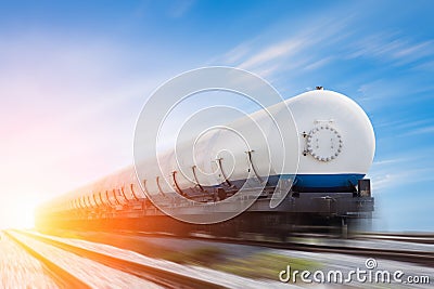 Tanks with gas being transported Stock Photo