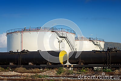 Tanks with oil being transported Stock Photo