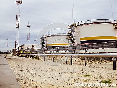 Tanks with oil owned oil company Rosneft Stock Photo