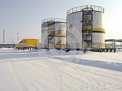 Tanks with oil owned oil company Rosneft. Editorial Stock Photo