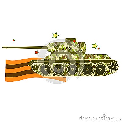 Tanks victory celebration Defender of the Fatherland Day. vecto Vector Illustration