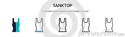 Tanktop icon in filled, thin line, outline and stroke style. Vector illustration of two colored and black tanktop vector icons Vector Illustration