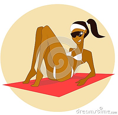 Tanned bikini girl Stock Photo