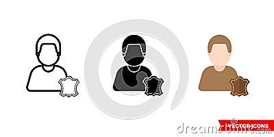 Tanner furrier icon of 3 types color, black and white, outline. Isolated vector sign symbol Stock Photo