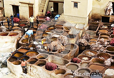 Tanneries of Fes, Morocco, Africa Editorial Stock Photo