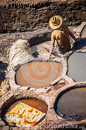 Tanners in Fes Editorial Stock Photo