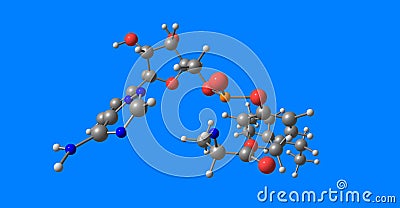 Tannic acid molecular structure isolated on blue Cartoon Illustration