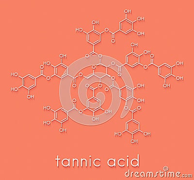 Tannic acid molecule one isomer shown. Type of tannin. Skeletal formula. Stock Photo