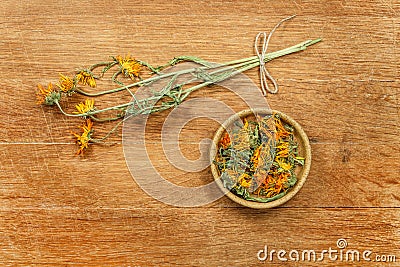 Tansy. Dried herbs. Herbal medicine, phytotherapy medicinal herb Stock Photo