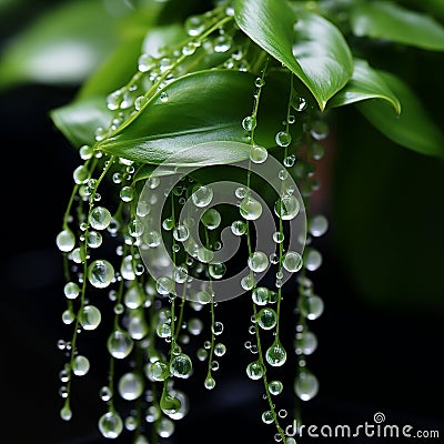 A tantalizing close-up shot of a String of Pearls plant by AI generated Stock Photo