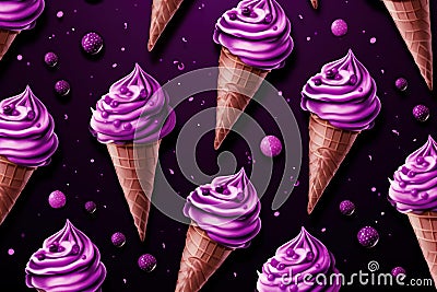 Tantalizing Purple ice cream pattern. Generate Ai Stock Photo
