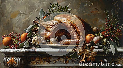The tantalizing scent of sage and thyme lingers in the air having been used to season the turkey and stuffing to Stock Photo