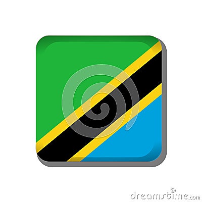Tanzania flag button icon isolated on white background Vector Illustration