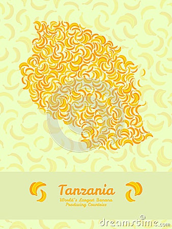 Tanzania map poster. Healthy food postcard. Vector Illustration