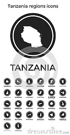 Tanzania regions icons. Vector Illustration