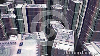 Tanzania shilling money banknotes pack 3d illustration Cartoon Illustration