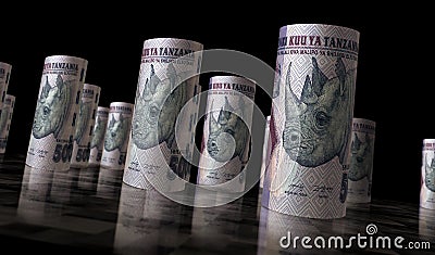 Tanzania shilling money banknotes rolled 3d illustration Cartoon Illustration