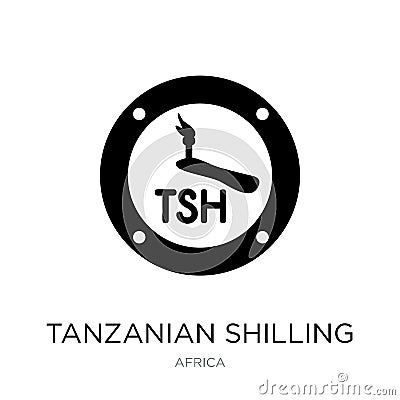 tanzanian shilling icon in trendy design style. tanzanian shilling icon isolated on white background. tanzanian shilling vector Vector Illustration