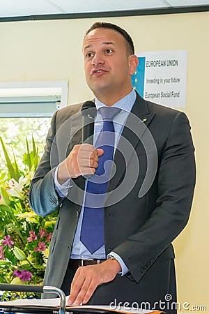 Taoiseach Leo Varadkar speaking at a presentation in Dublin Editorial Stock Photo