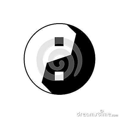 Taoism vector black and white icon. Taoism religion symbol logo Vector Illustration