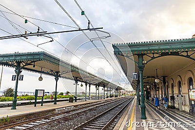 Taormina Giardini Naxos railway station, Sicily, Italy Editorial Stock Photo