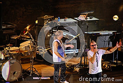 Taormina, Italy - July 29, 2010: The famous rockband Deep Purple in greek-roman amphitheatre Editorial Stock Photo