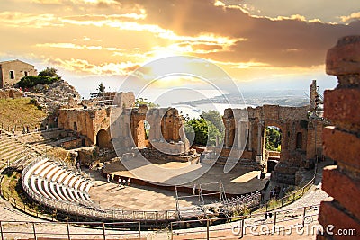 Taormina theater, Sicily, Italy Stock Photo