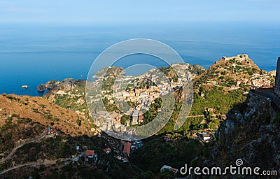 Taormina view from Castelmola, Sicily Stock Photo