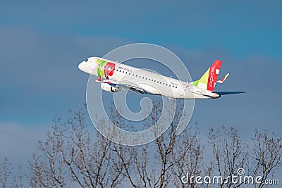 TAP Air Portugal Embraer E-190LR jet in Zurich in Switzerland Editorial Stock Photo