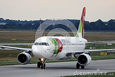 TAP Air Portugal plane taxiing Editorial Stock Photo