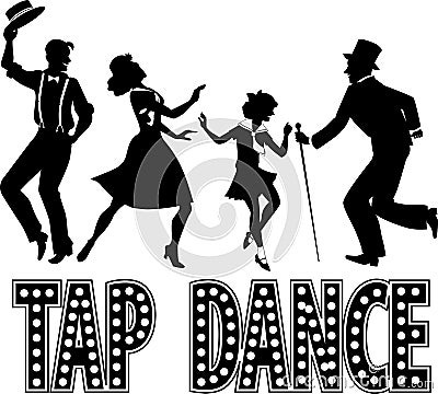 Tap dance silhouette banner Vector Illustration