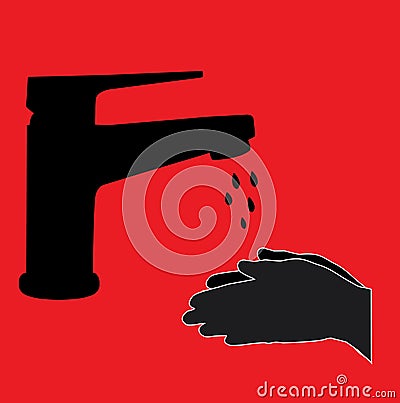 Tap with hand on red background Vector Illustration