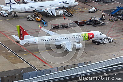 TAP Portugal Embraer 190 pushback Editorial Stock Photo