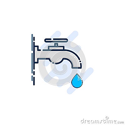 Tap with Water Droplet in MBE Style Vector Illustration