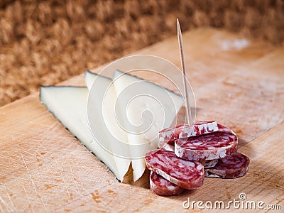 Tapas of Cheese and spanish sausage Stock Photo