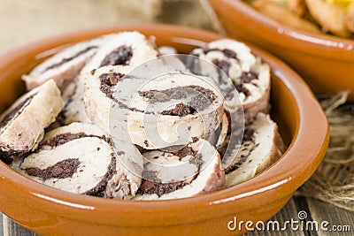 Tapas - Chicken rolls with black olives and capers Stock Photo