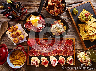 Tapas from Spain varied mix Stock Photo