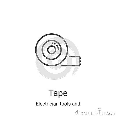 tape icon vector from electrician tools and elements collection. Thin line tape outline icon vector illustration. Linear symbol Vector Illustration