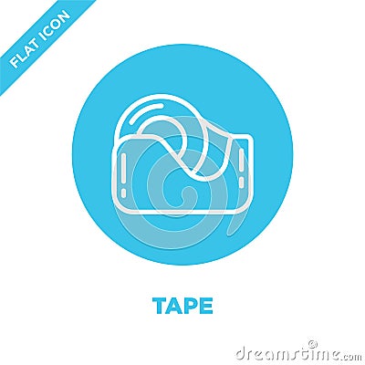 tape icon vector from stationery collection. Thin line tape outline icon vector illustration. Linear symbol for use on web and Vector Illustration