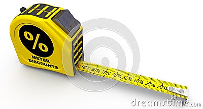 Tape-measure of discounts Cartoon Illustration