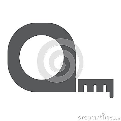 Tape measure glyph icon, tool and ruler, construction roulette sign, vector graphics, a solid pattern Vector Illustration