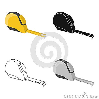 Tape measure icon in cartoon style isolated on white background. Build and repair symbol stock vector illustration. Vector Illustration