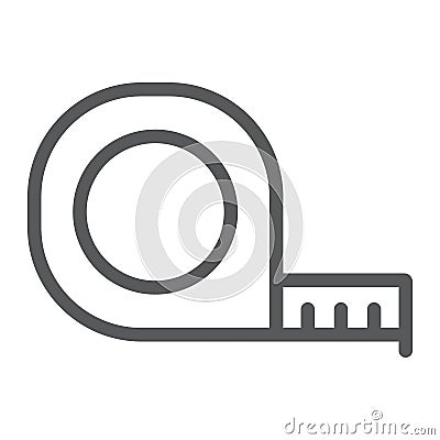 Tape measure line icon, tool and ruler, construction roulette sign, vector graphics, a linear pattern Vector Illustration