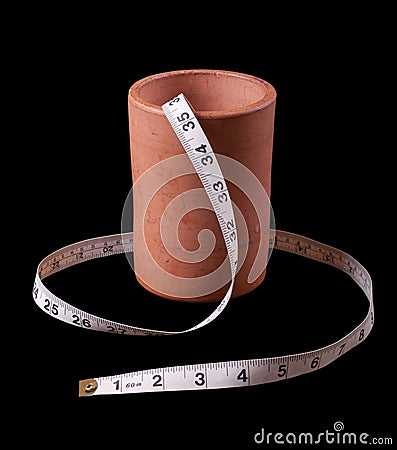 Tape Measure and Pot Stock Photo