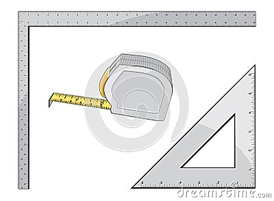 Tape Measure Square and Triangle Vector Illustration