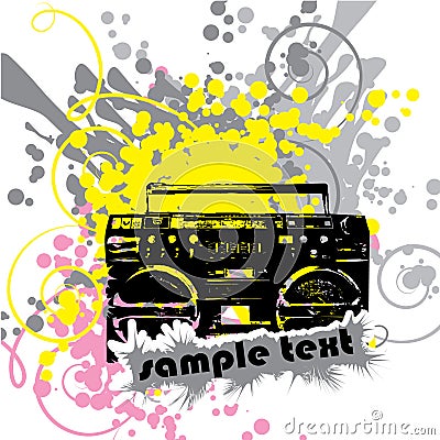 Tape recorder grunge style Vector Illustration